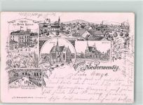 56743 W5442 Niedermendig , Kr Mayen 1898 Lithographie Vorläufer Hotel zur guten Quelle Felsen-Keller Bahnhof