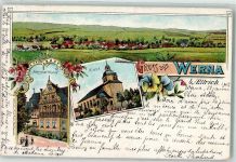99755 O5501 Werna 1902 Lithographie Herrschaftshaus Kirche