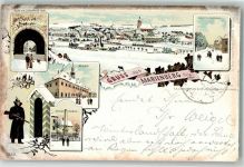 09496 O9340 Marienberg , Erzgeb 1897 Winterlithographie Wachsoldat Kriegerdenkmal Rathaus Vögel Zschopauerstraße