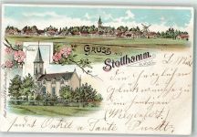 26969 W2890 Stollhamm Lithographie Kirche Windmühle