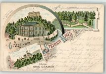 45525 W4320 Blankenstein , Ruhr 1898 Lithographie Gasthaus Steinen-Haus Burg Blankenstein Bahnpost Vohwinkel- Zg. 820
