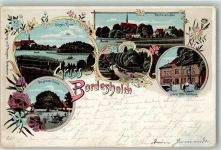 24582 W2352 Bordesholm 1897 Lithographie Insel Kirche Hotel Alter Haidkrug See Allee Große Linde