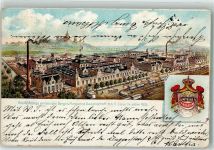 33829 W4807 Cleve 1907 Lithographie Wappenwerbung Vitello-Magarine Fabrik-Anlage Van den Bergh's Magararine