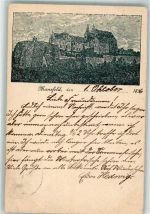 06343 O4274 Mansfeld , Südharz 1896 Lithographie Vorläufer Schloß Mansfeld