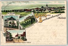 34513 W3544 Sachsenhausen , Waldeck 1905 Lithographie Marktplatz Rathaus Schloß Waldeck Pfarrhaus
