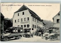 69250 W6917 Schönau , Odenw 1913 Foto AK Gasthaus zum Löwen Zentrale des Automobil-Verkehrs "Steinachtal"