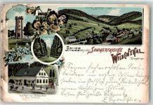 08309 O9401 Wildenthal b Aue, Sachs 1898 Lithographie Aussichtsturm Auersberg Gasthaus zum Bockauthal Zigeunergrund