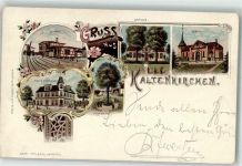 24568 W2358 Kaltenkirchen , Holst 1897 Lithographie Bahnhof Apotheke Kirche Wulfs Gasthaus Friedenseiche