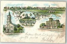 34582 W3587 Borken Hessen 1901 Lithographie Bahnhof Bismarckdenkmal Kirche