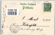 24395 W2342 Gelting , Angeln 1901 Lithographie Blatt Kirche Bahnhof Schloß