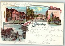 30989 W3007 Gehrden , Han 1900 Lithographie Straßenbahn-Endstation Gasthaus Weber Dorfstraße