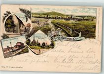 38835 O3606 Osterwieck 1897 Lithographie Bahnhof Zuckerfabrik Rathaus Kriegerdenkmal