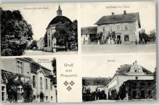 Prausnitz Prusice 1908 - Gruft Kaufhaus Tietze Pfarrhaus Kirche Schloss