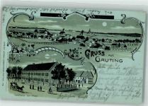 82131 W8035 Gauting 1902 Lithographie / Mondschein Gasthaus zur Post