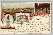 Zielenzig Sulecin 1897 Lithographie Promenade Post Kaiserdenkmal