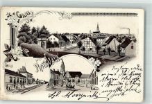 16928 O1920 Pritzwalk 1901 Lithographie Bahnhof Marktplatz