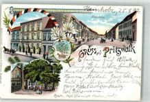 16928 O1920 Pritzwalk Lithographie Marktstraße Försterhaus Wappen Mageriten