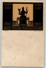 W1000 Berlin Mitte sign Kallmorgen Fr. Große Berliner Kunstausstellung 1910 Brandenburger Tor Kunstgeschichte Berlin Lithographie / Künstlerkarte