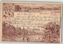 30159 W3000 Kirchrode 1896 Lithographie Vorläufer Tiergarten Rotwild Gasthaus