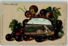55286 W6501 Wörrstadt 1919 Prägedruck Passepartout Weintrauben Lithographie