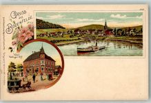 37194 W3417 Bodenfelde Lithographie Hotel Sollinger Hof Raddampfer