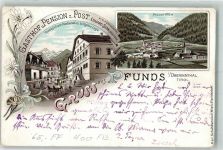 6542 Pfunds 1898 Gebrauchsspuren Gasthaus Pension Zur Post Eduard Senn Postkutsche Lithographie