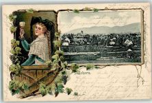 77855 W7590 Achern , Baden 1903 Prägedruck Tracht Frau Markgräflerin Lithographie