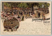 10115 W1000 Tempelhof 1902 Lithographie Gasthaus Birkenwäldchen H. Trinkaus Kegelbahn