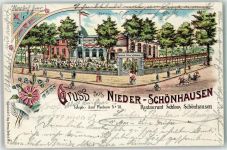 10115 O1100 Pankow 1898 Lithographie Gasthaus Schloss Schönhausen Kutsche