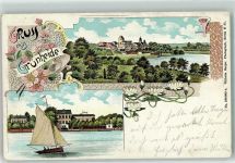 15537 O1252 Grünheide , Mark 1910 Lithographie Segelboot
