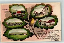 02733 O8704 Cunewalde 1902 Lithographie Geschäftshaus Döcke Gasthaus Sächsischer Hof Kirche Eichenblatt Passepartout