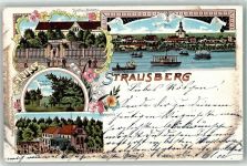15344 O1260 Strausberg 1900 Lithographie Forsthaus Blumenthal Dampfer Schlagmühle