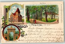 10115 O1100 Pankow 1910 Lithographie Nordbahnhof Kgl. Schloss Gartentor in der Spandauerstraße