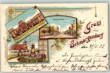 10115 W1000 Schmargendorf 1902 Lithographie Breite Straße Mossesche Anstalt Kaiser Wilhelm Denkmal Kirche