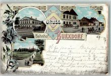 04895 O7901 Burxdorf 1898 Lithographie Bahnhof Burxdorf Feldweg Dorfstraße