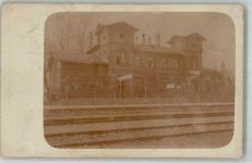 03185 O7520 Peitz Foto AK Bahnhof Bahnpost Halle-Posen Ort handschriftlich
