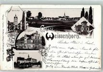 89264 W7912 Weißenhorn 1896 Lithographie Vorläufer Volksbad Altes Schloß Weissenhorner Bräuhaus Unteres Tor