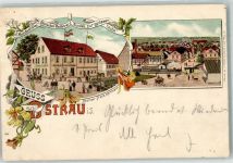 04749 O7303 Ostrau , Sachs 1898 Lithographie Hotel Zur goldenen Taube Franz Herrmann Bundeshotel des Deutschen Radfahrer Bundes
