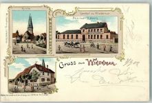 04509 O7271 Wiedemar 1902 Lithographie Gasthaus H. Barth Kirche Materialwaren Handlung Witwe Schulze
