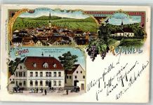 79235 W7818 Oberrotweil 1906 Lithographie St. Pantateonskapelle Gasthaus zum Rebstock Weintrauben