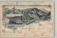 01778 O8246 Lauenstein 1897 Lithographie Hotel Stadt Teplitz Schloß Lauenstein