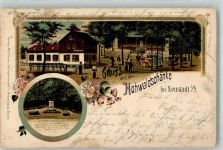 01844 O8355 Neustadt , Sachs 1901 Lithographie Gasthaus Hohwaldschänke Denkmal König Friedrich August dem Gerechten Eckknick