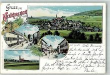 93453 W8497 Neukirchen b Hl Blut 1900 Lithographie Wallfahrtskirche Franziskanerkloster Marktplatz