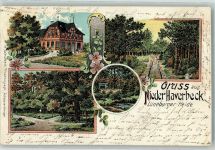 29646 W3045 Niederhaverbeck , Kr Soltau 1902 Lithographie Herrenhaus Parkanlage