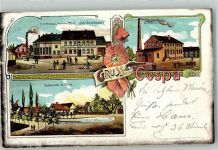 04838 O7281 Kospa 1904 Lithographie Dorfteich Gasthaus Blick Brennerei