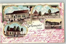 16547 O1403 Birkenwerder 1900 Lithographie Schule Gasthaus Schleusener Bahnhof