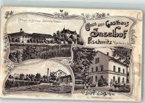 04720 O7301 Pischwitz 1899 Lithographie Rittergut Schloß Beamtenhaus Gasthaus Inselhof