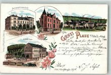 99338 O5216 Plaue , Thür 1899 Lithographie Amtshauptmannschaft Bezirkssteuer Gasthaus Plaue Eisenbahn