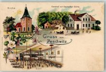 04703 O7321 Zeschwitz 1901 Lithographie Gasthaus zur Deutschen Eiche Festsaal