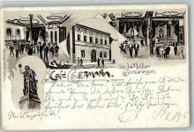 39638 O3570 Gardelegen 1902 Lithographie Cafe Germania Cafesaal Germania-Denkmal